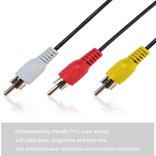 RCA Cable 5 Feet, AV Cable 3 RCA Male to 3 RCA Male Composite AV Cable, Gold Plated Audio Video Cable for Home Theater, TV, DVD Player, VCR