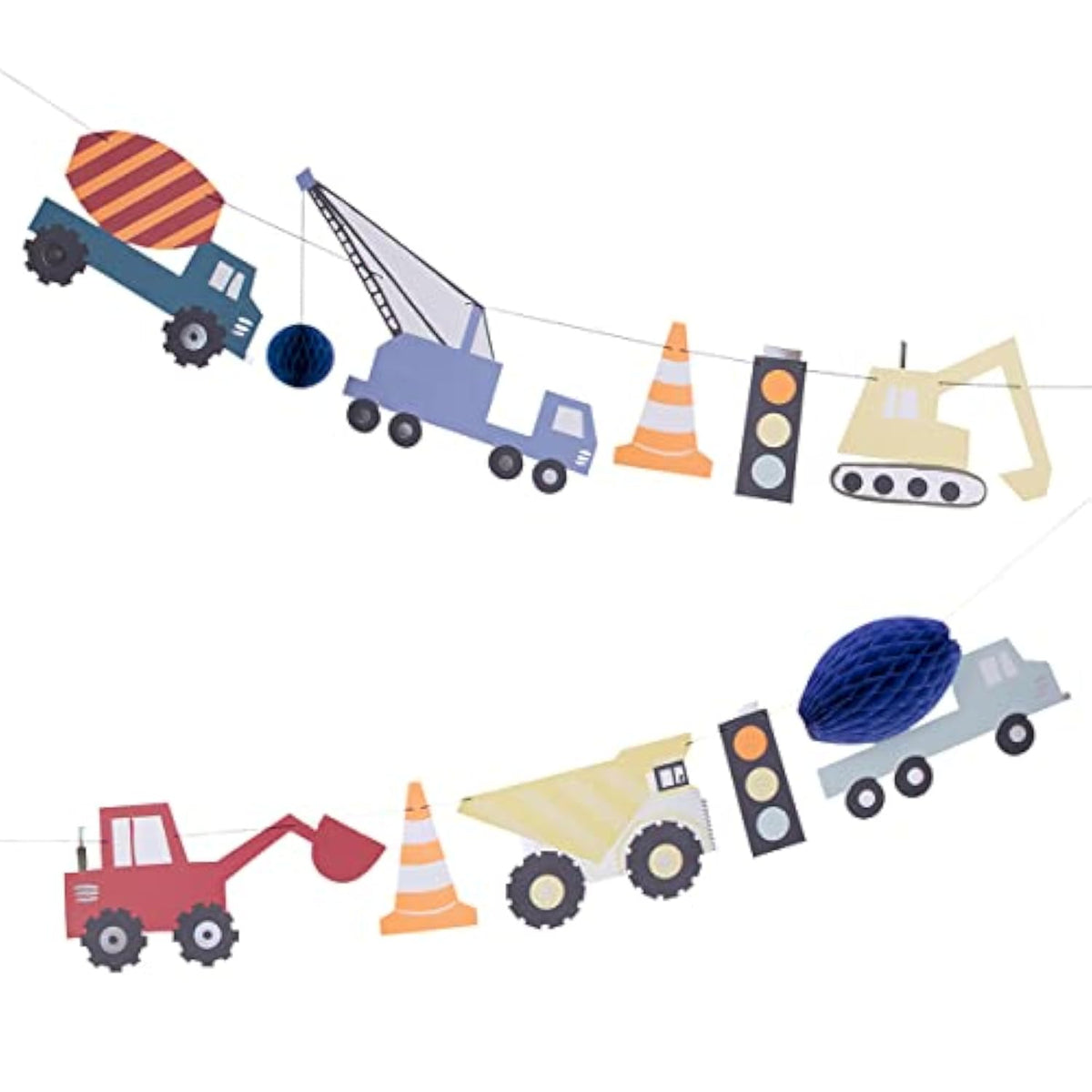 Meri Meri Construction Party Banner (Pack of 1). 14' Party Garland Including Excess Cord