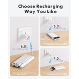 Portable Charger with Built-In Cables, 10000mAh Slim Power Bank, 6 Outputs, 3 Inputs