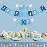 Pre-Strung We Appreciate You Decorations Banner Doctor Nurse Teacher Pastor Staff Employee 9.8Ft Glitter Blue Appreciation Assistant Principal Appreciation Gifts Party No Diy