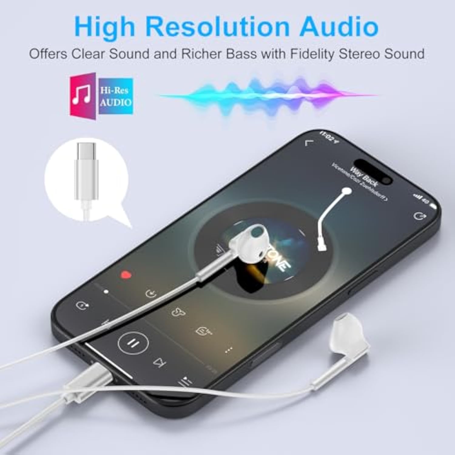 Usb C Headphones For Iphone 16/16 Pro/16 Pro Max/16 Plus/15 Pro/15 Pro Max/15 Plus/15,Ipad Pro,Type C Wired Earbuds Microphone Earphones Compatible For Samsung Galaxy S24 Ultra,Pixel 9 8 7 6,One Plus9