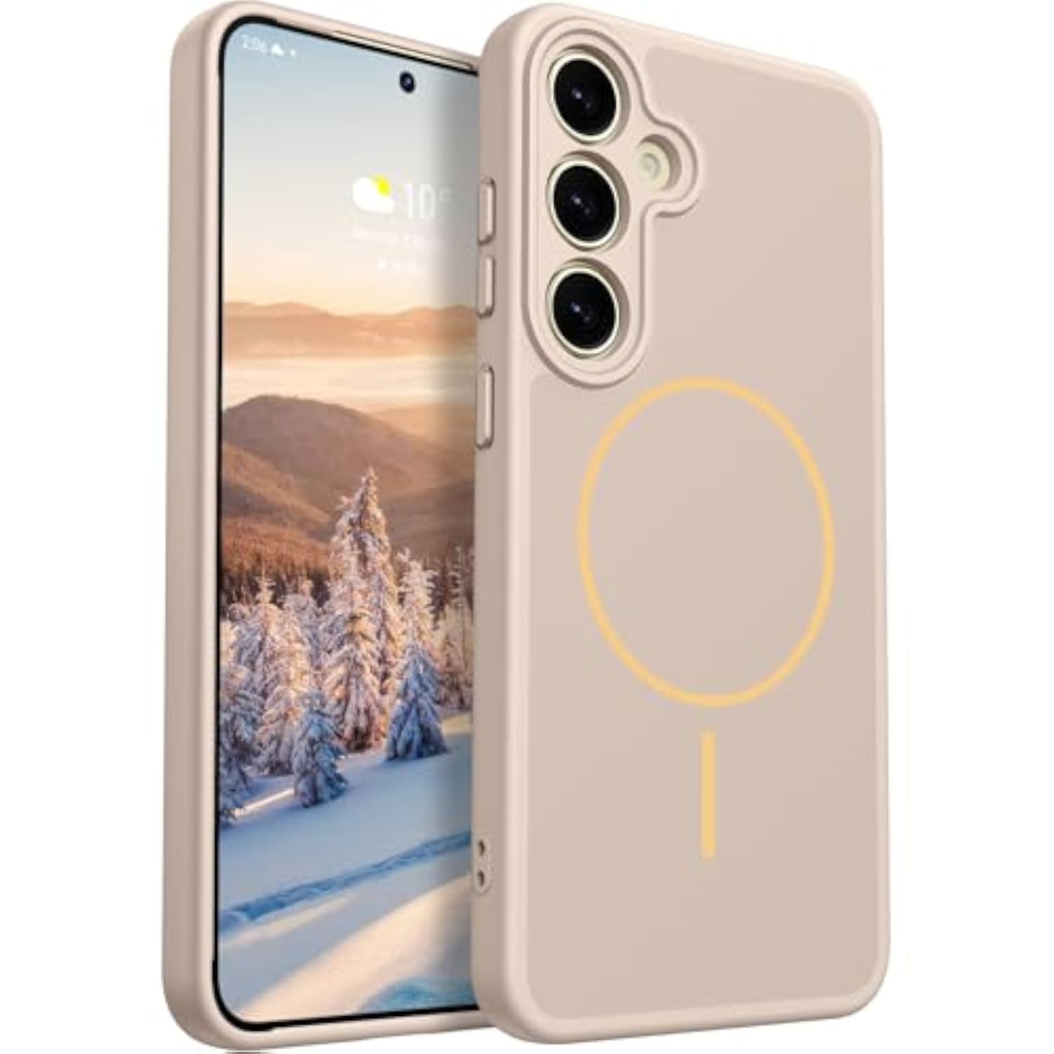 For Magnetic Samsung Galaxy S24 Plus Case, [Compatible With Magsafe][Full Camera Protection] Silicone Shockproof Skin-Feel Durable Slim Fit Cover For S24+ Plus, Matte Khaki