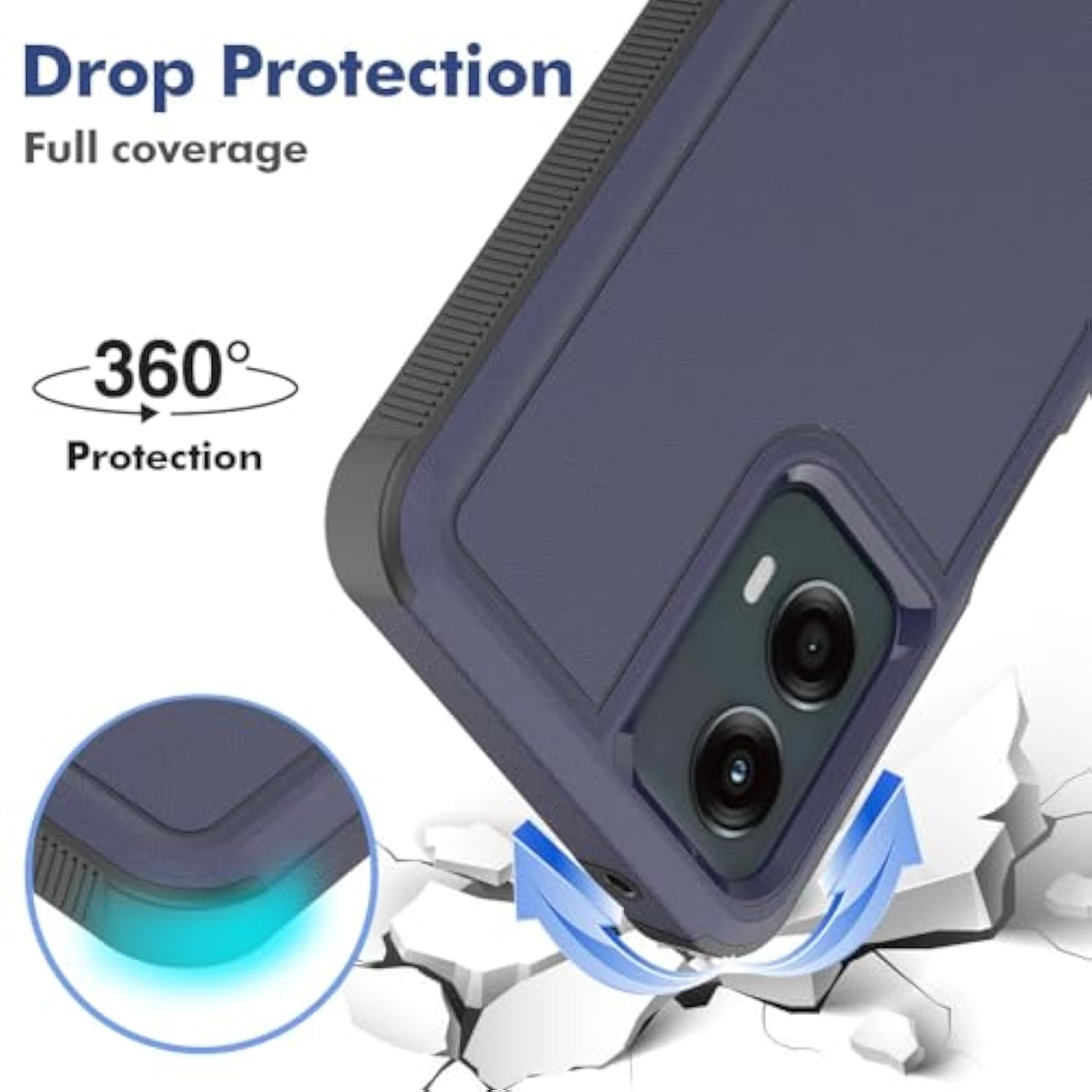 For Motorola Moto G 5G 2024 Case: Dual Layer Protective Heavy Duty Cell Phone Cover Shockproof Rugged With Hd Screen Protector - Military Protection Bumper Tough - Motorola Moto G 5G 2024, Blue