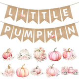Fall Pink Little Pumpkin Burlap Baby Shower Banner Autumn/Halloween Decor