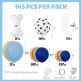 143Pcs Blue Balloon Garland Kit – Dog Paw Print & Bone for Dog-Themed Party