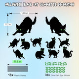 Halloween Decorations Outdoor - 9 Pack Corrugated Plastic Black Cat Decor with Stakes, Glow In The Dark Eyes Scary Silhouette Waterproof Durable Yard Signs for Garden Graveyard Party Lawn (37x31cm)