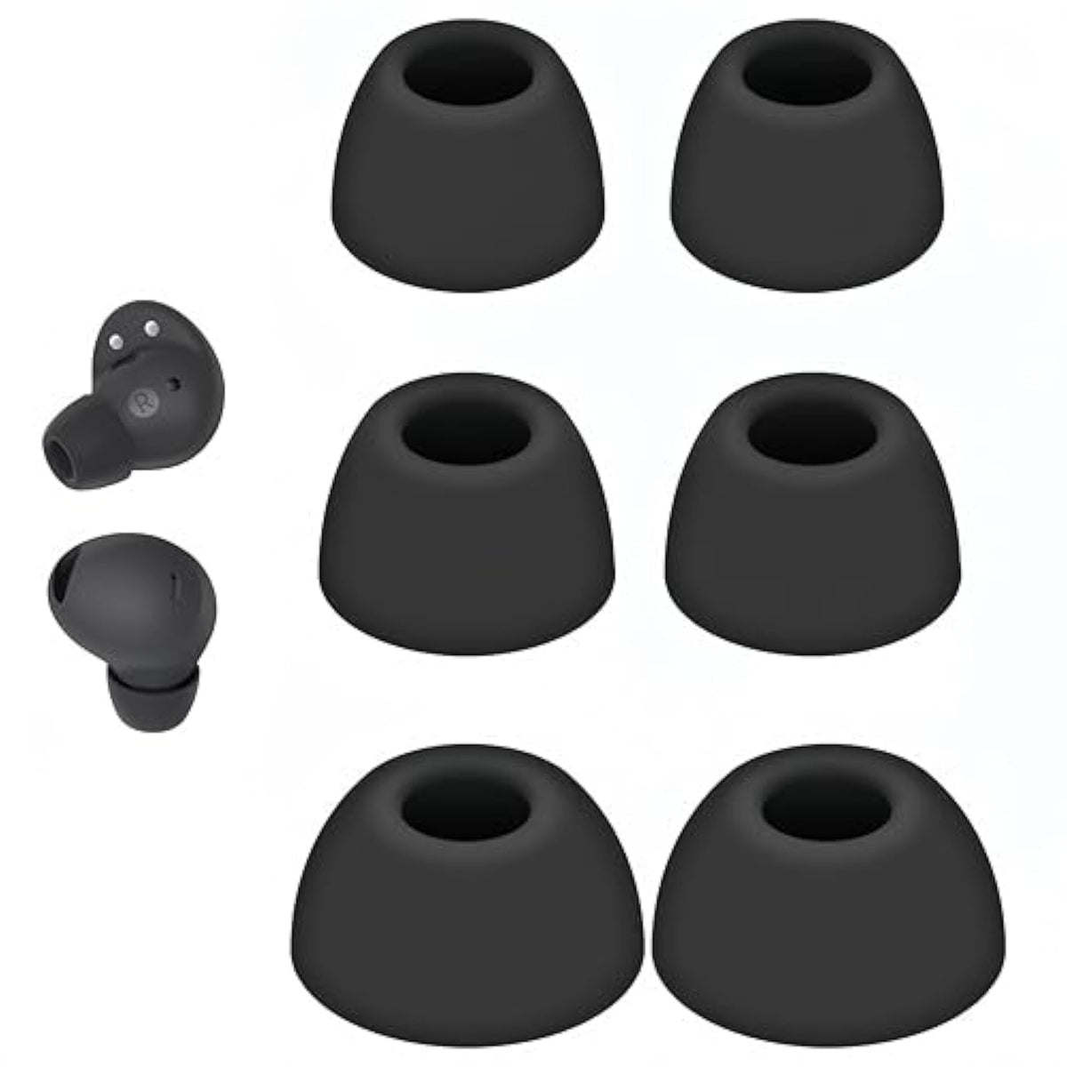 3 Pairs Galaxy Buds 2 Pro Ear Tips, Soft Silicone Washable Ear Tips, Compatible With Galaxy Buds 2 Pro 2022 Sm-R510 Earbuds Tips, Fit In Charging Case 3 Size Replacement Ear Tips Black