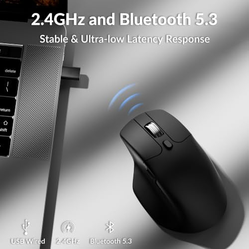 M6 Silent Wireless Gaming Mouse, 1000Hz Polling, Bluetooth 5.3/2.4Ghz/Wired, Pixart 3311 Optical Sensor Up To 12,000 Dpi, Lightweight 3.03 Oz(86G), Programmable, For Windows/Mac/Linux Black