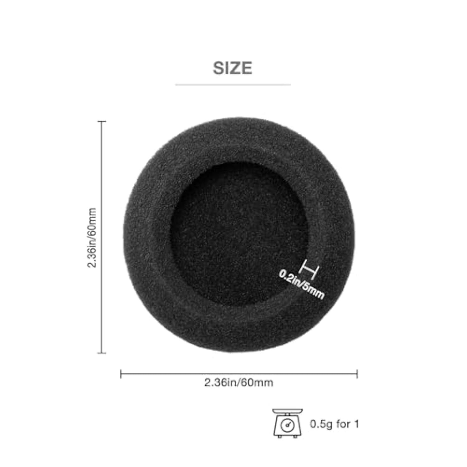 5 Pairs Foam Ear Pads Cushion 60Mm For Sony Mdr-Nc5, Mdr-027, Mdr-023, Mdr-210, Dr-Bt101, Mdr If 120 Headphone, Logitech H800, H111, H330, H340 & More, 4-5Mm Thickness High Density Earpads