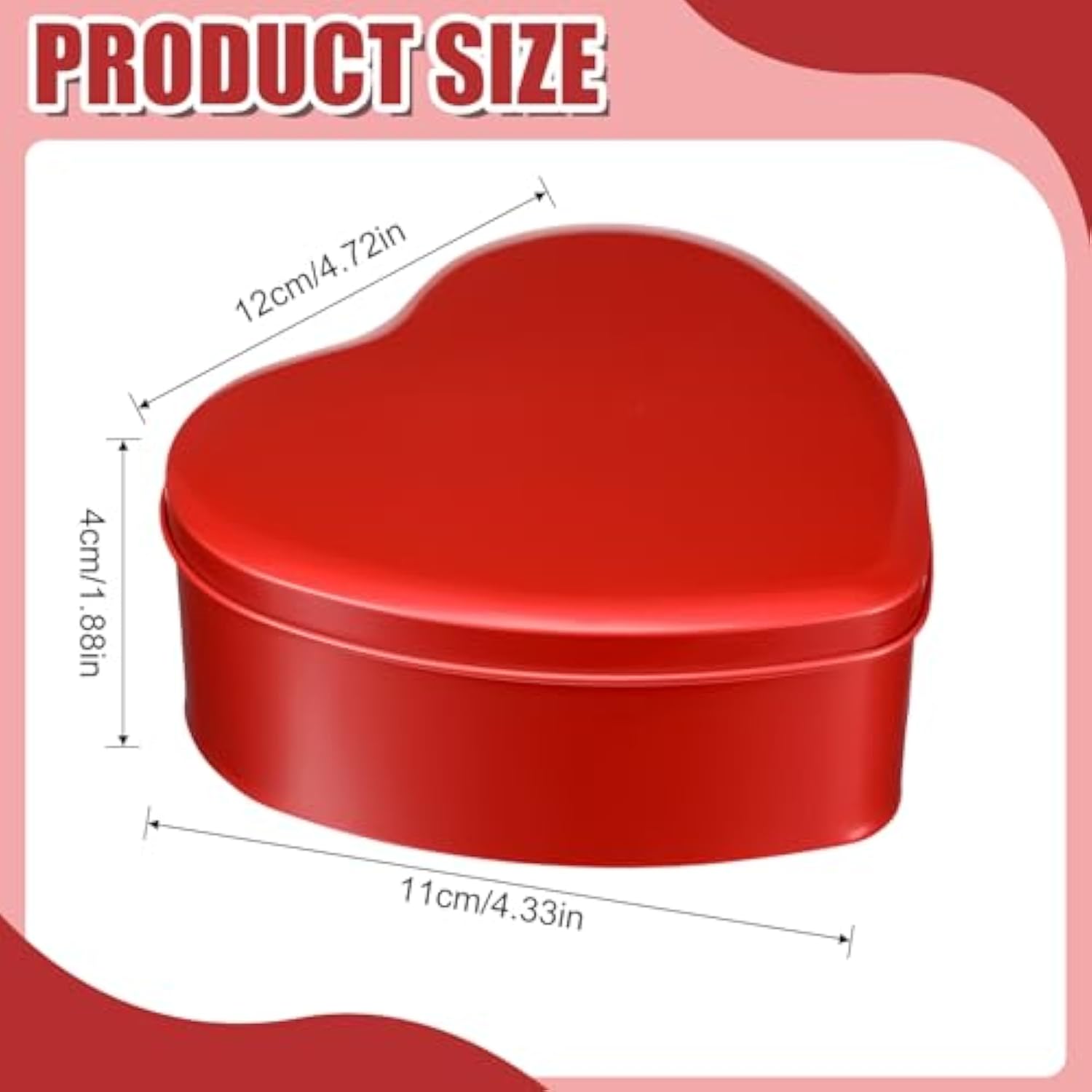 6 Pcs Valentine'S Day Heart Shaped Metal Tins With Lids 4.72" X 4.33" Valentine Candy Boxes Biscuits Jar Empty Candle Jar Heart Metal Container For Valentines Gift Party Favors (Red)