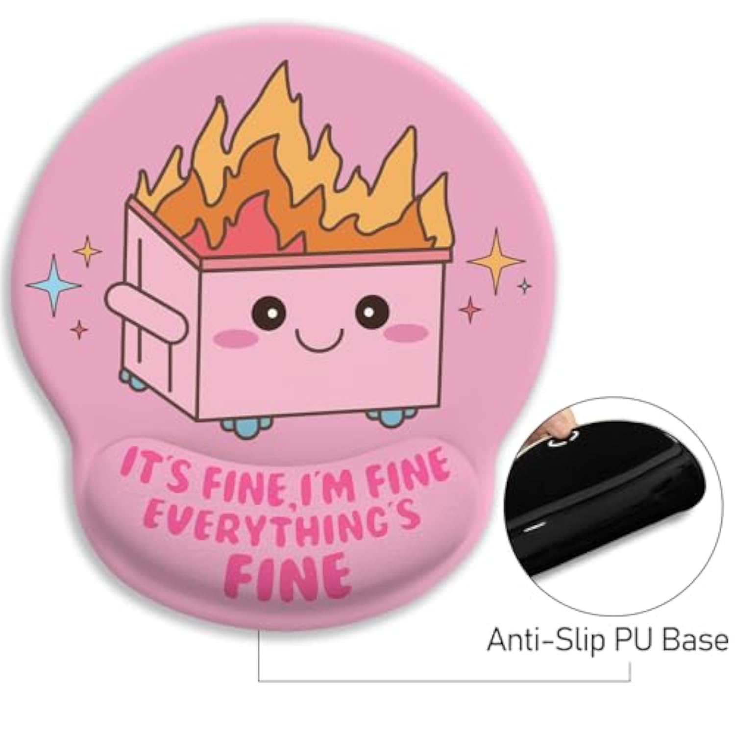 Funny Cute Mouse Pad With Wrist Rest, Dumpster On Fire Ergonomic Mouse Pads Wrist Support For Desk, Mousepad For Wireless Mouse Gaming Laptop Work Home Desk Accessories Office Supplies Decor