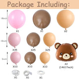 Pink & Brown Bear Balloon Arch Kit – 121pcs Baby Shower and Birthday Party Decorations
