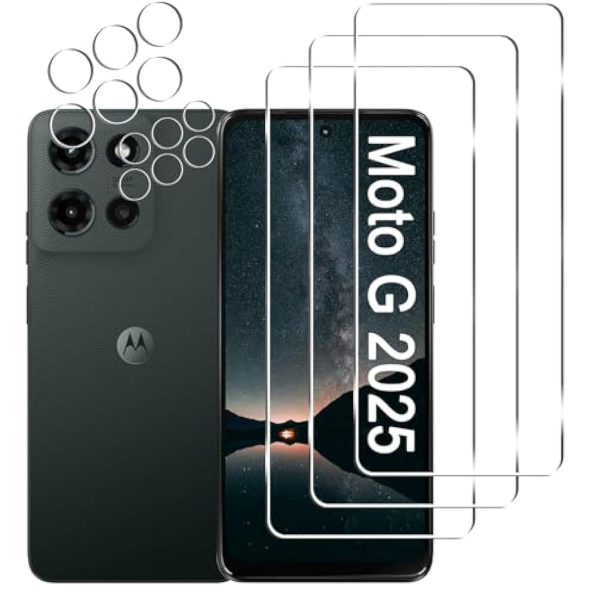 3 Pack Moto G 2025 Screen Protector [6.7 Inch] + 3 Pack Camera Lens Protector, Anti Scratch Bubble Free, Easy Installation