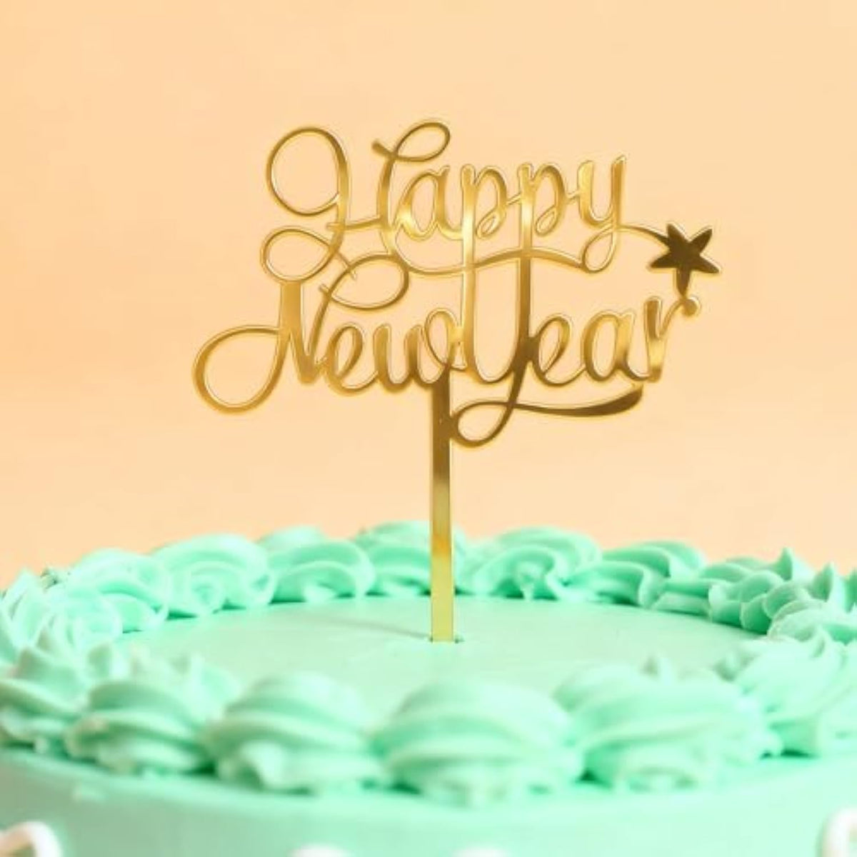 2026 Happy New Year Cake Topper with Star for Holiday Party Decorations