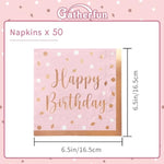 Rose Gold And Pink Party Supplies Disposable Napkins Rose Golden Dot Confetti Paper Napkins For Graduation Wedding Anniversary Cocktail Birthday Party Decorations 3-Ply 50 Pack