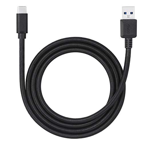 PERIPRO-407 USB Type-C Male to USB-A Male 3 Ft. Braided Cable - USB3.0 Spec for Smartphones, Tablets, Laptop, and Desktops - Black