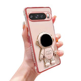 Google Pixel 9 Pro XL 5G Case, Astronaut Stand, Soft Silicone, Shockproof, Pink