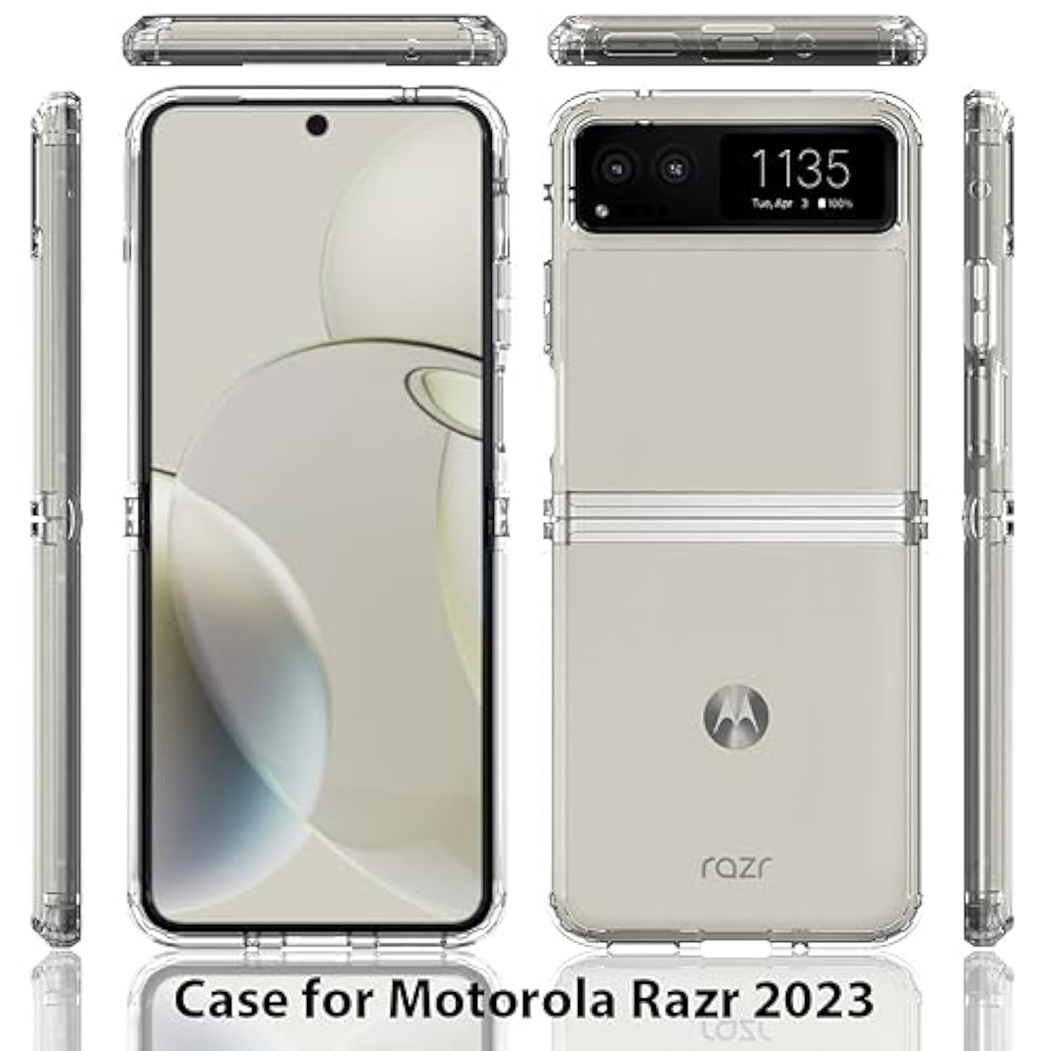 For Motorola Razr-2023 Case: Premium Clear Back Panel + Tpu Bumper Cover For Moto Razr 2023?Ykl Clear?