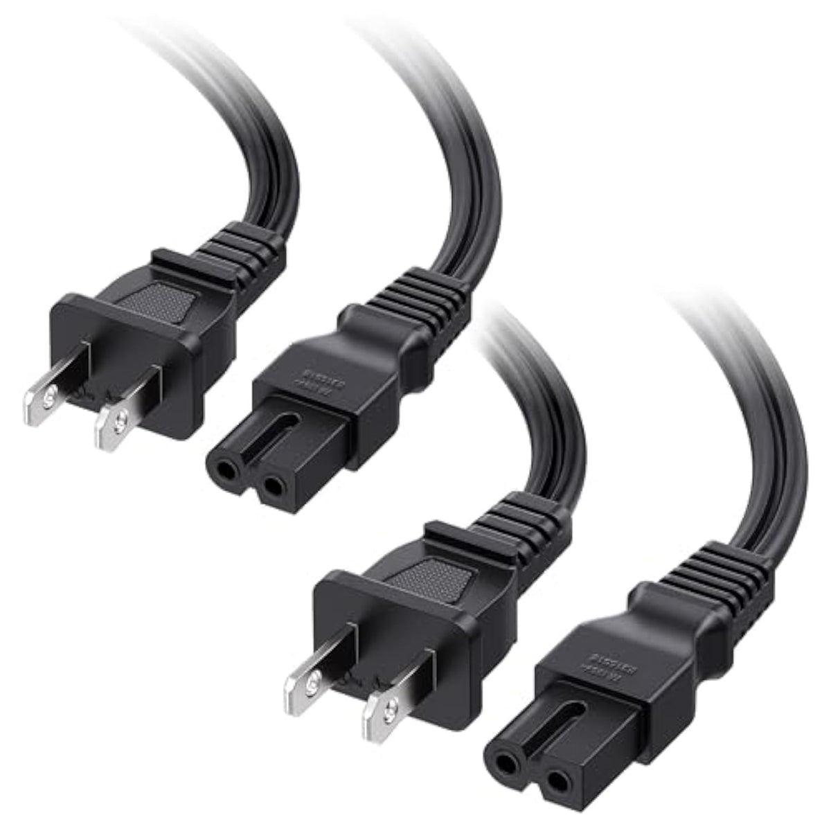 Cable Matters 2-Pack 2 Prong Vizio TV Power Cord Replacement - 6ft, NEMA 1-15P to IEC C7, Polarized AC Power Cord for PS2, TV, and More