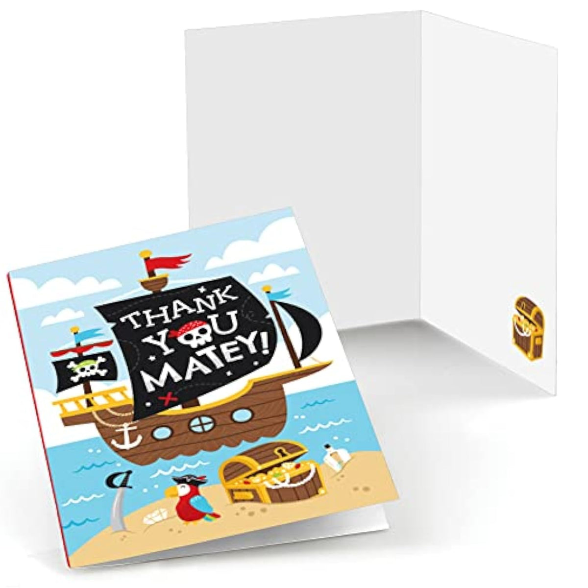Big Dot of Happiness Pirate Ship Adventures - Skull Birthday Party Thank You Cards (8 count)