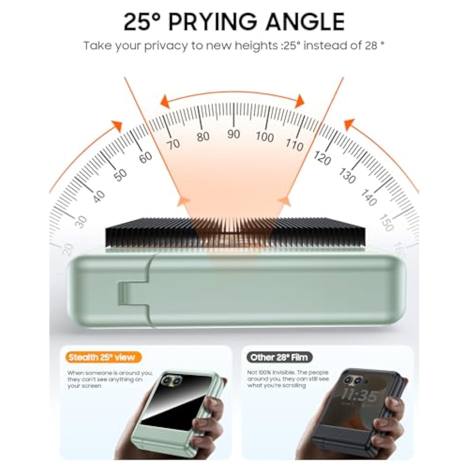 Shockproof Case For Motorola Razr 2024/2025, Razr 2024/2025 Case [External Privacy Screen] [Hidden Kickstand & Hinge Cover] [Military Grade Protection] Full Body Rugged Durable Cover (Mint Green)