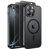 Magnetic For Iphone 14 Pro Max Case, Compatible With Magsafe,[Full Camera Protection][Privacy Screen Protector]Non-Slip Translucent Shockproof Phone Cover For Iphone 14 Promax (Matte Black)