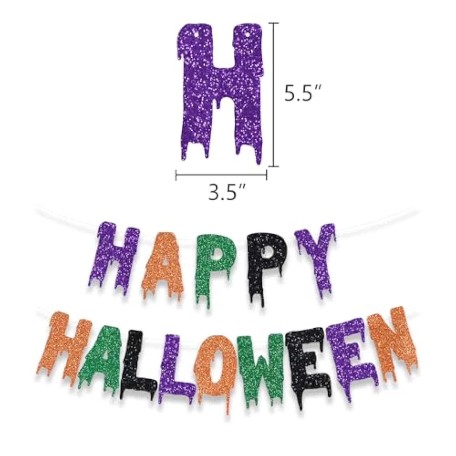 Halloween Glitter Banner: "Happy Halloween" Garland Party Decoration