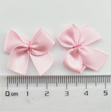 60Pcs Mini Satin Ribbon Bows Flowers 1"X3/4" Appliques Diy Craft Pink