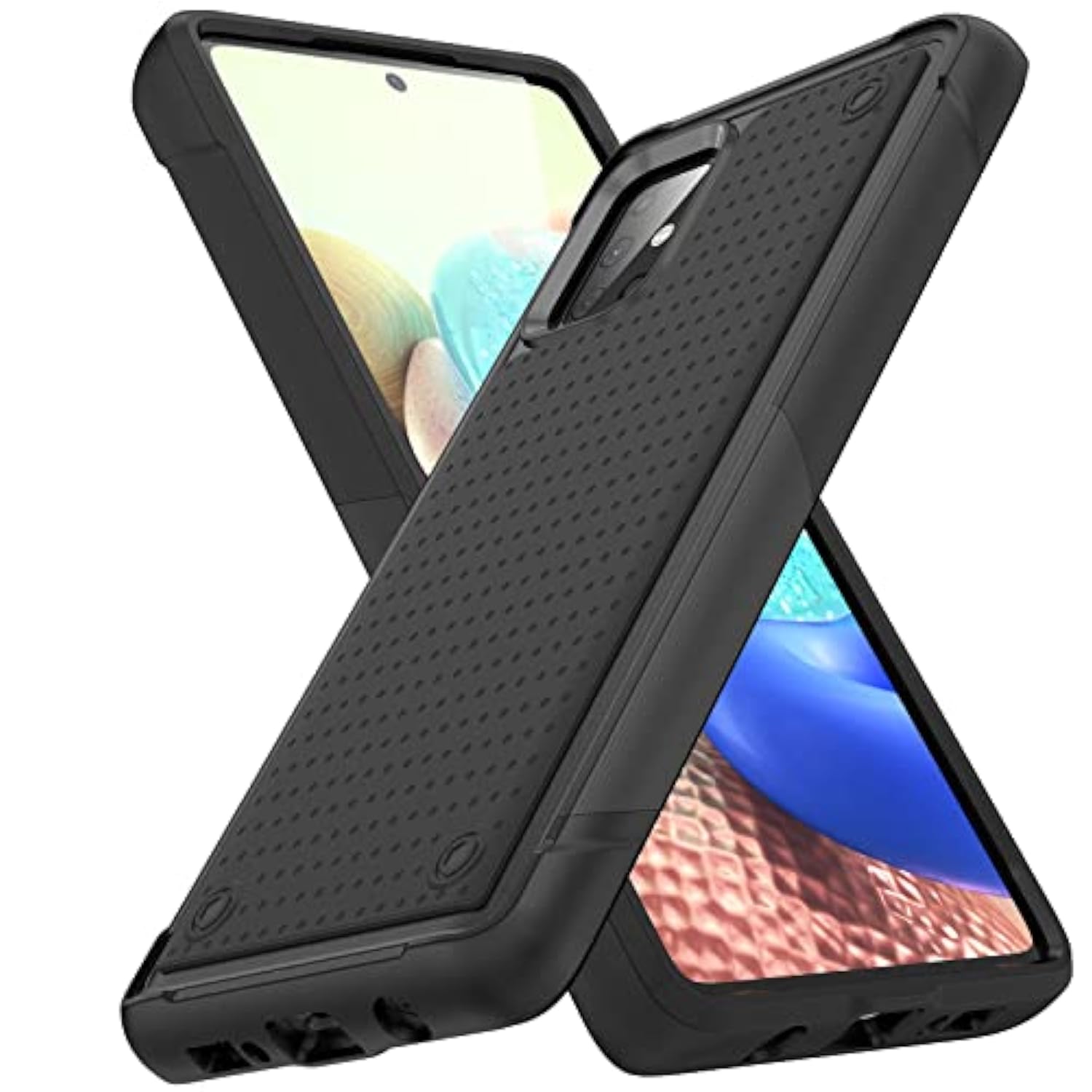 Designed For Samsung Galaxy A71 5G Case 2 In 1 Gift Militay Grade Drop Protective Rugged Heavy Duty Cover Shockproof Case For Galaxy A71 5G Phone Case For Women Men Boy Girl (Black+Black)