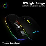 Wireless Bluetooth Mouse, Dual Mode(Bluetooth 5.2 And 2.4G) Usb Optical Mouse, Led Slim, Rechargeable (Type C Charging Port, Black) For Laptop, Pc, Mac Os, Android, Windows