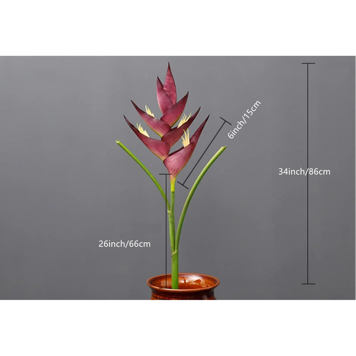 34 In/86Cm Large Bird Of Paradise Heliconia Stem Artificial Flowers,1 Stem 7 Petals Fake Flowers Permanent Flower,Greenery Plants Indoor Outside Garland Home Garden Office Wedding Decor (Orange)