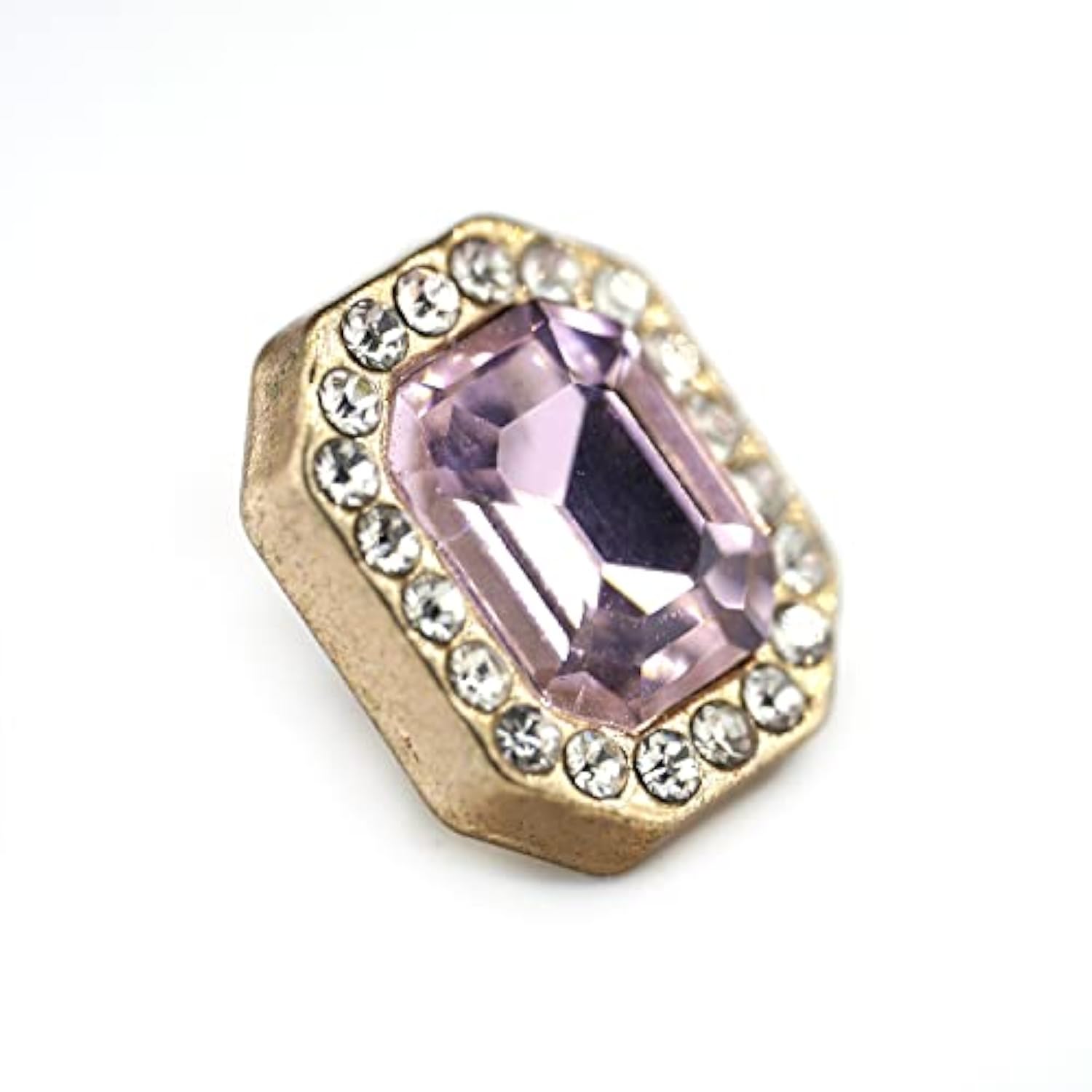Emerald Cut Pink Rhinestone Sewing Shank Buttons 20 Pcs - 12X10Mm, 1/2