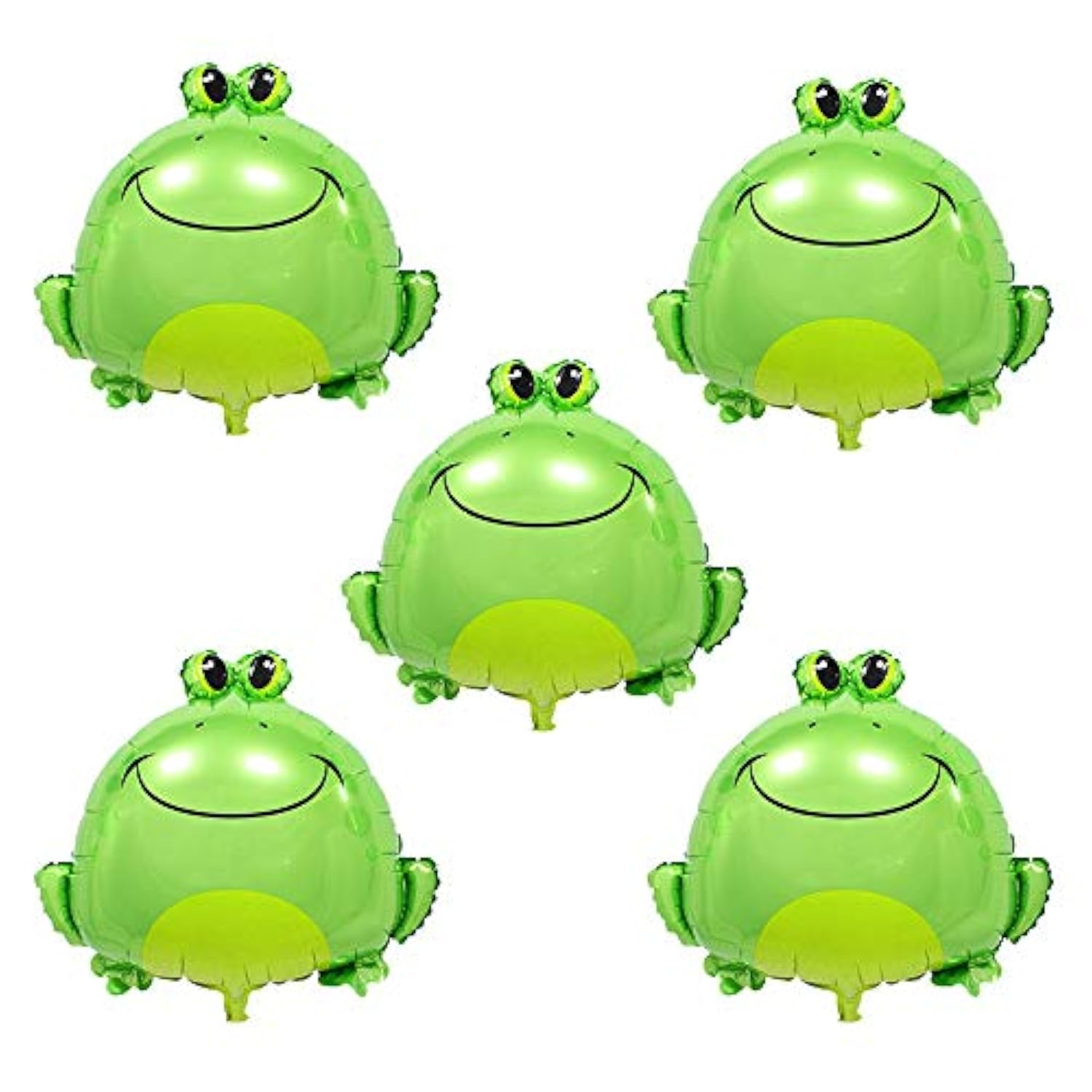 5-pc green frog foil balloons, 25.6" for baby shower and animal-themed party décor