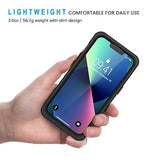 For 13 Case, Ip68 Waterproof Dustproof Shockproof Cases With Built-In Screen Protector, Full Body Sealed Protective Front And Back Cover For 13, 6.1 Inch (Black)
