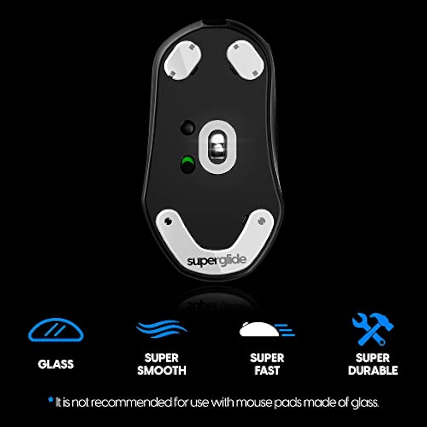 Superglide - Fastest And Smoothest Mouse Feet/Skates Made With Ultra Strong Flawless Glass Super Fast Smooth And Durable Sole For Steelseries Prime Mini Wired/Wireless [White]