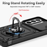 For Galaxy A36 5G Phone Case,With Camera Lens Cover Hd Screen Protector,[Military Grade] Ring Car Mount Kickstand Hybrid Hard Pc Soft Tpu Shockproof Protective Case For Samsung A36 5G, Black