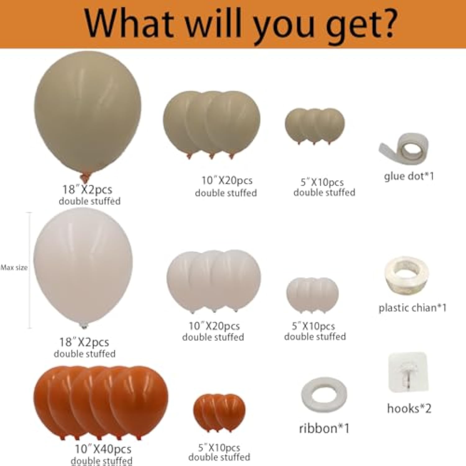 Fall Balloon Arch Kit-Double Stuffed Burnt Orange Balloon Garland With Cream Peach Apricot Terracotta Latex Balloon For Little Pumpkin Baby Shower Thanksgiving Birthday Party Decorations