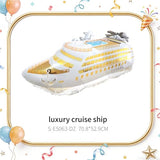 Luxury Yacht Balloon Set 7PCS – 27in Cruise Ship Foil Balloons, Starfish, Shell & Star Balloons, Helium Boat Party Decorations for Yacht Party, Beach Theme, Summer Ocean Birthday Decor