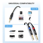 1/8 To 1/4 Stereo Cable, 1/8 Inch Trs Stereo To Dual 1/4 Inch Ts Mono Y-Splitter Cable 3.5Mm Aux Mini Jack To Jack Breakout Cord - 10 Feet