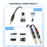 1/8 To 1/4 Stereo Cable, 1/8 Inch Trs Stereo To Dual 1/4 Inch Ts Mono Y-Splitter Cable 3.5Mm Aux Mini Jack To Jack Breakout Cord - 10 Feet