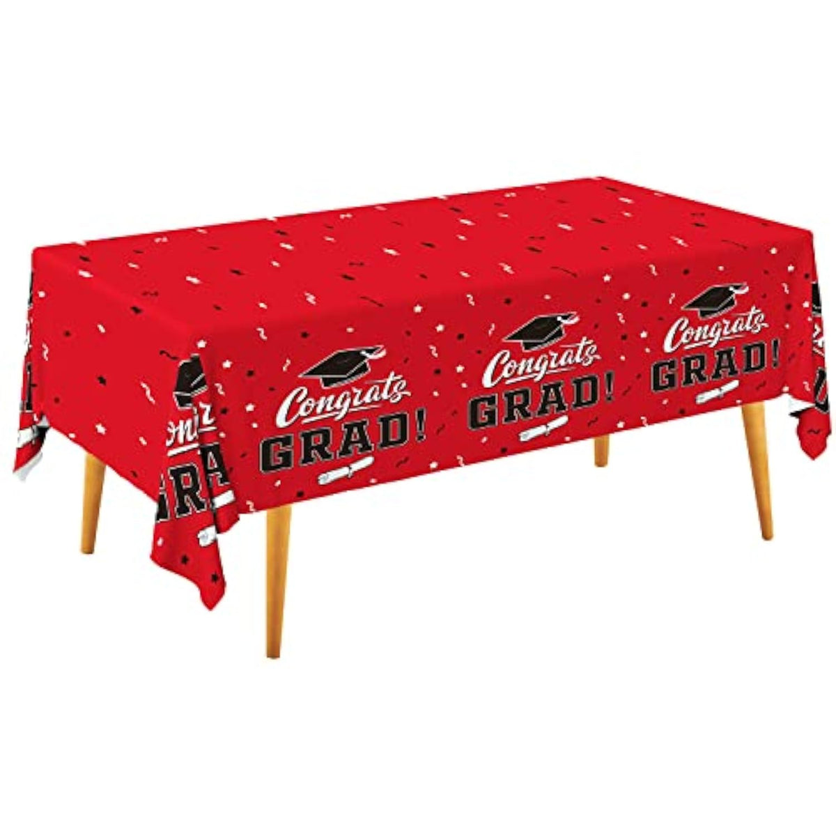 Graduation Party Table Cover Set 3pcs Red 54x108in Party Decor