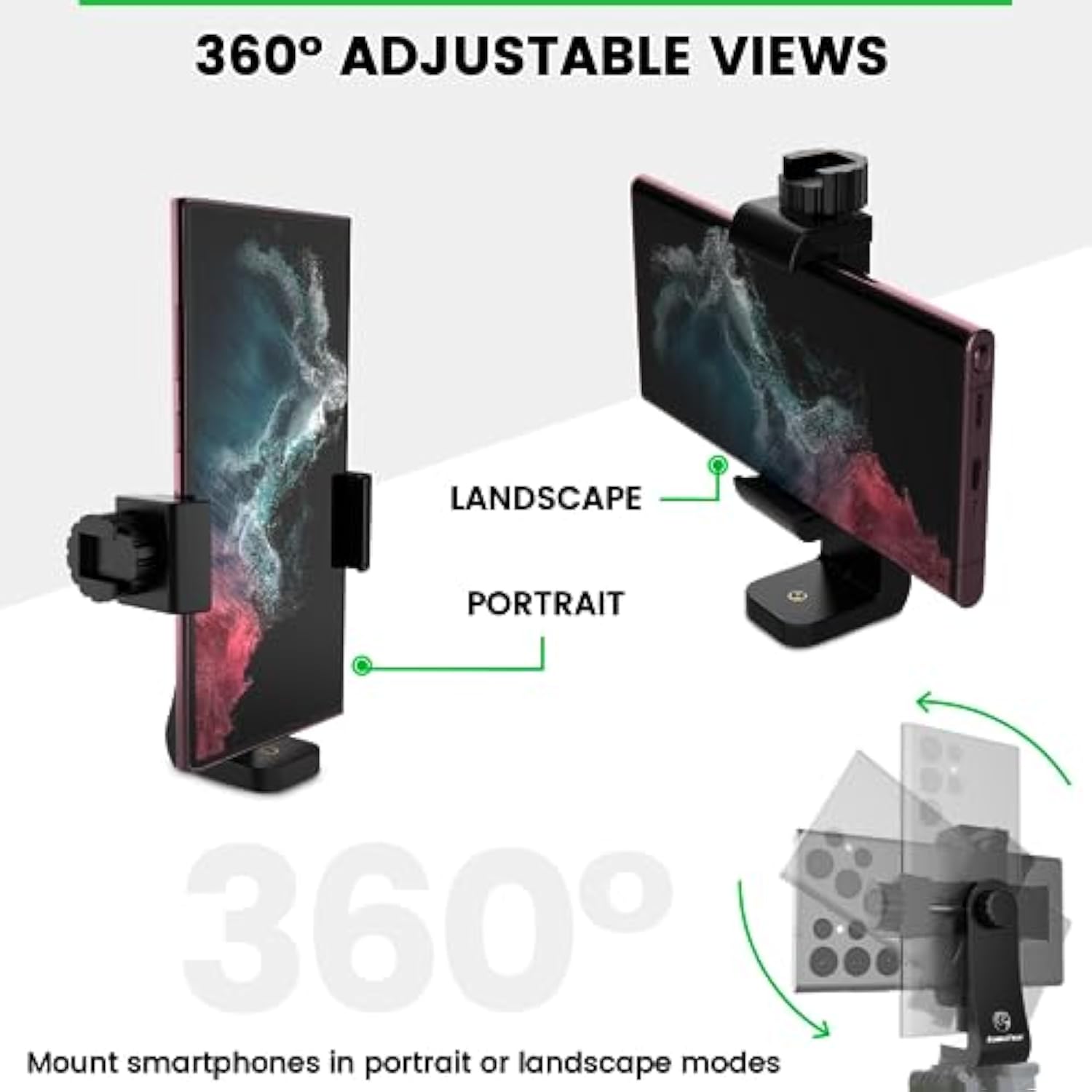 Unimount 360 iPhone Tripod Mount Adapter With Bluetooth Remote Universal Holder