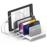 Charging Station for Multiple Devices, 10-Port USB Charger with SmartIC Technology and Adjustable Dividers, Organizer Stand Compatible with iPad,