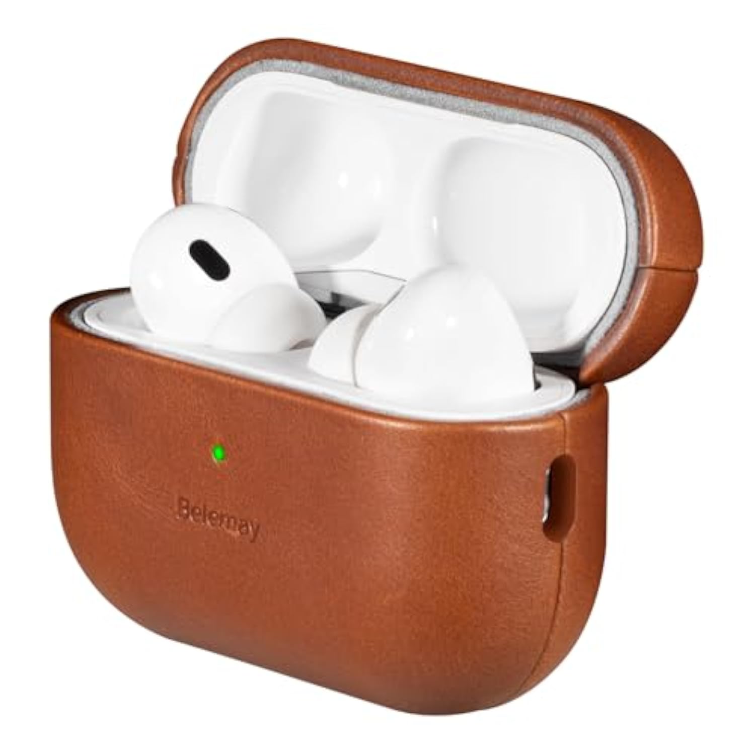 For Airpods Pro 2Nd Generation Case, Compatible With Magsafe And Wireless Charging, Luxury Full-Grain Smooth Leather, Unique Patina, Comfort Grip, Compatible With Airpods Pro 2, Brown