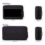 Canvas Waterproof Universal Electronic Accessories Organizer For Power Bank,Charging Cords,Chargers,Mouse,Usb Cable,Earphones And More Out-Going, Business Travel Gadget Bag,Black(Small+Big)