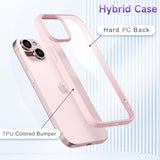 Thin Slim Clear Case For Iphone 15 Plus/ 14 Plus, Transparent Hybrid Hard Shell Plastic & Soft Silicone Rubber Bumper, Non-Yellow Acrylic Protective Lightweight Cover For Women, Light Pink