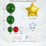 139Pcs Christmas Tree Balloon Arch Garland Kit with Dark Green Red White Gold Star Balloons for Xmas Birthday Supplies, Christmas Party Decoration, Holiday Balloon Garland