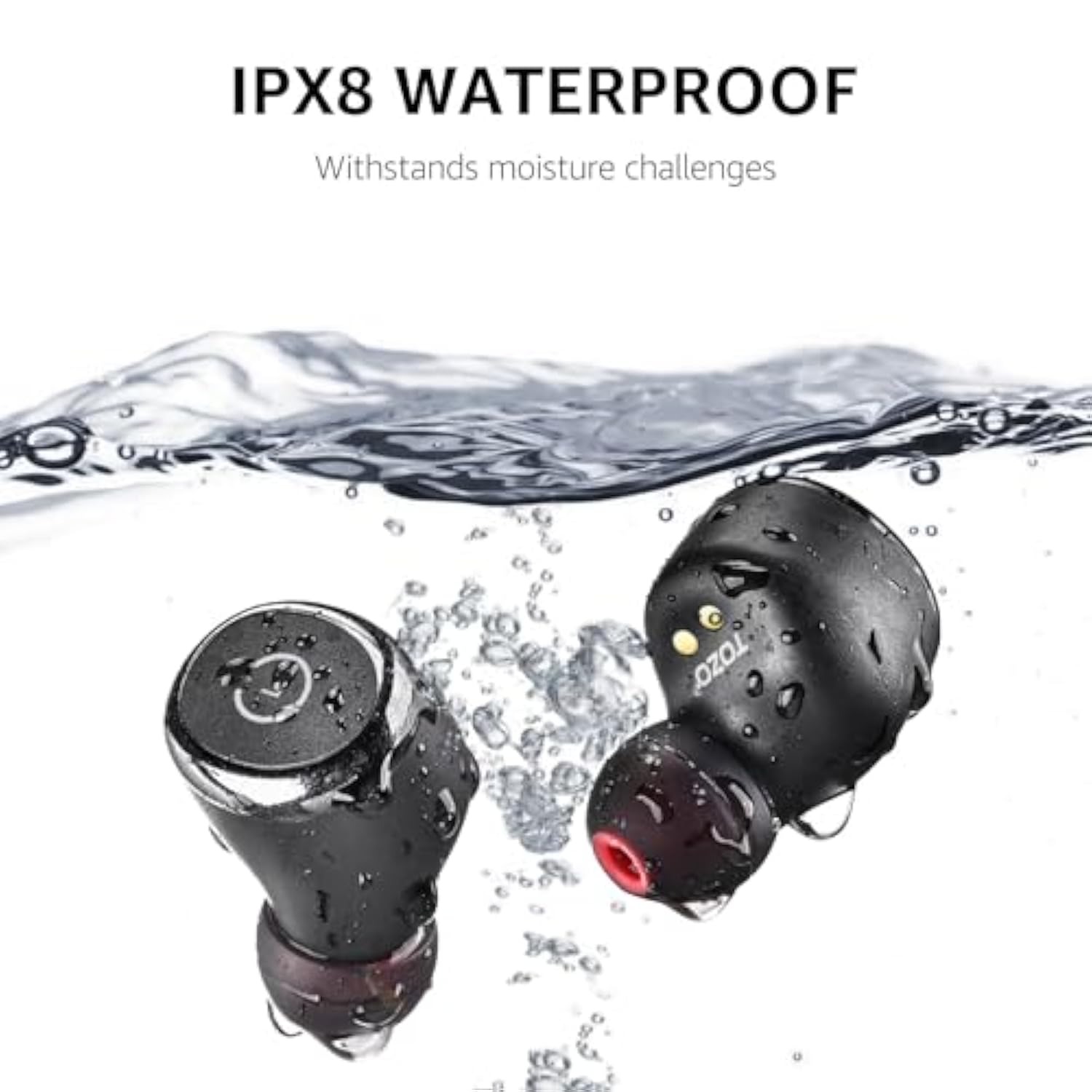 T10 Bluetooth 5.3 Wireless Earbuds, IPX8 Waterproof, Mic, Deep Bass, Black