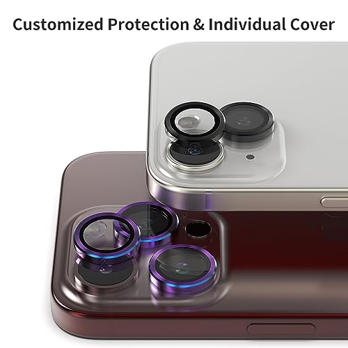 iPhone 15 Metal Frame for Multi Layered Tempered Glass Lens, Camera Lens for iPhone 15 Phone Camera Lens Glass. Sinji CamGlass Metallic Ring for