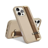 Compatible With Iphone 16 Pro Case With Adjustable Wristband Strap Kickstand,Handstrap Grip Loop Strap Leather Case For Women Girl For Iphone 16 Pro 6.3Inch-Brown